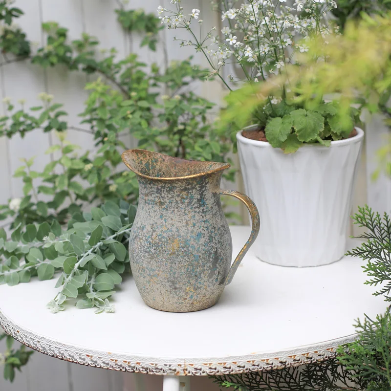 Rustic Shabby Chic Galvanized Metal Flower Vase