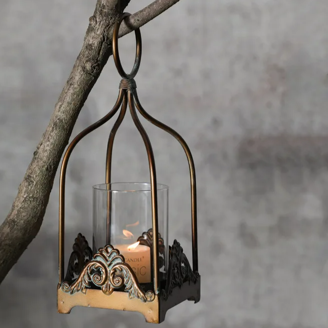 Wrought Iron Hanging Bird Cage Lantern