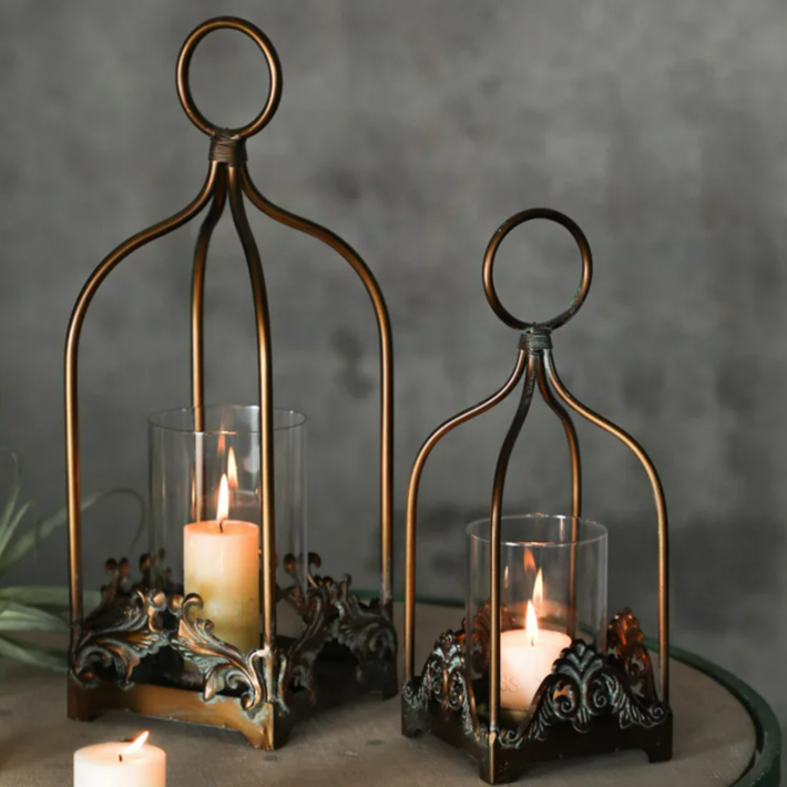 Wrought Iron Hanging Bird Cage Lantern