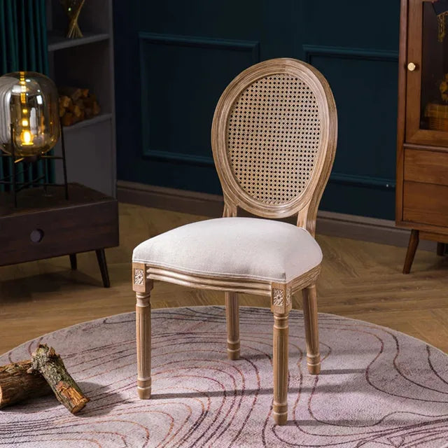 Solid Wood and Rattan Louis Chair