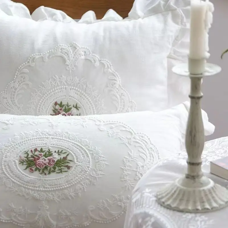 Princess Ruffled Lace Embroidered Cushion Cover