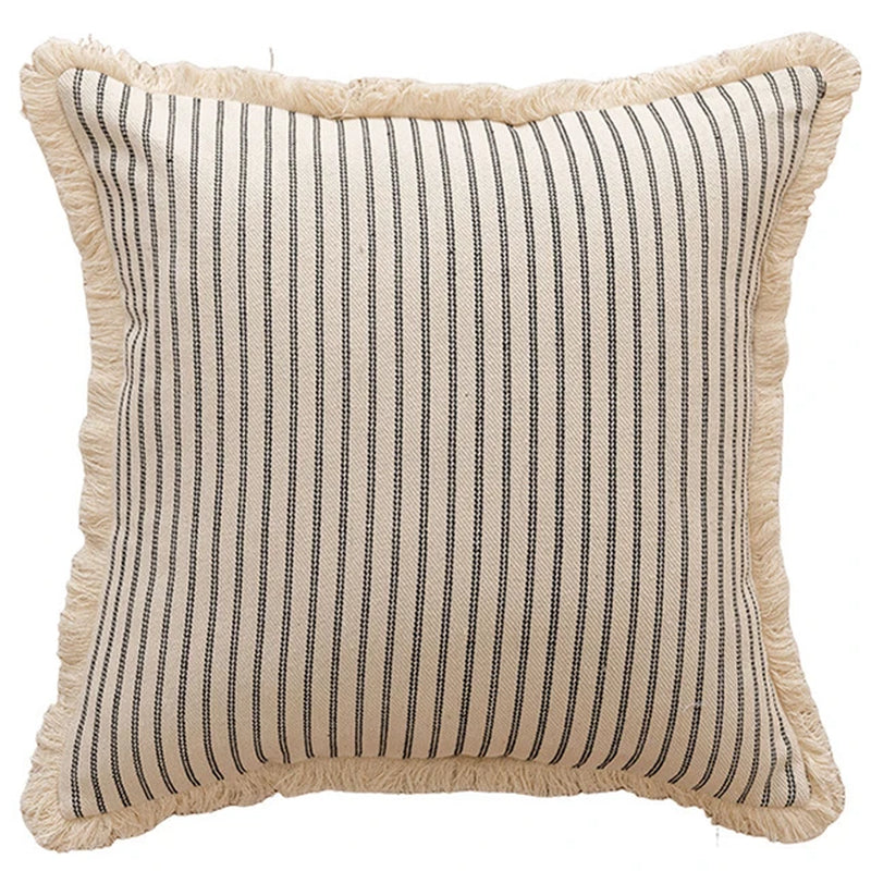 Cotton Linen Striped Cushion Cover