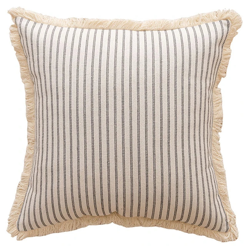 Cotton Linen Striped Cushion Cover