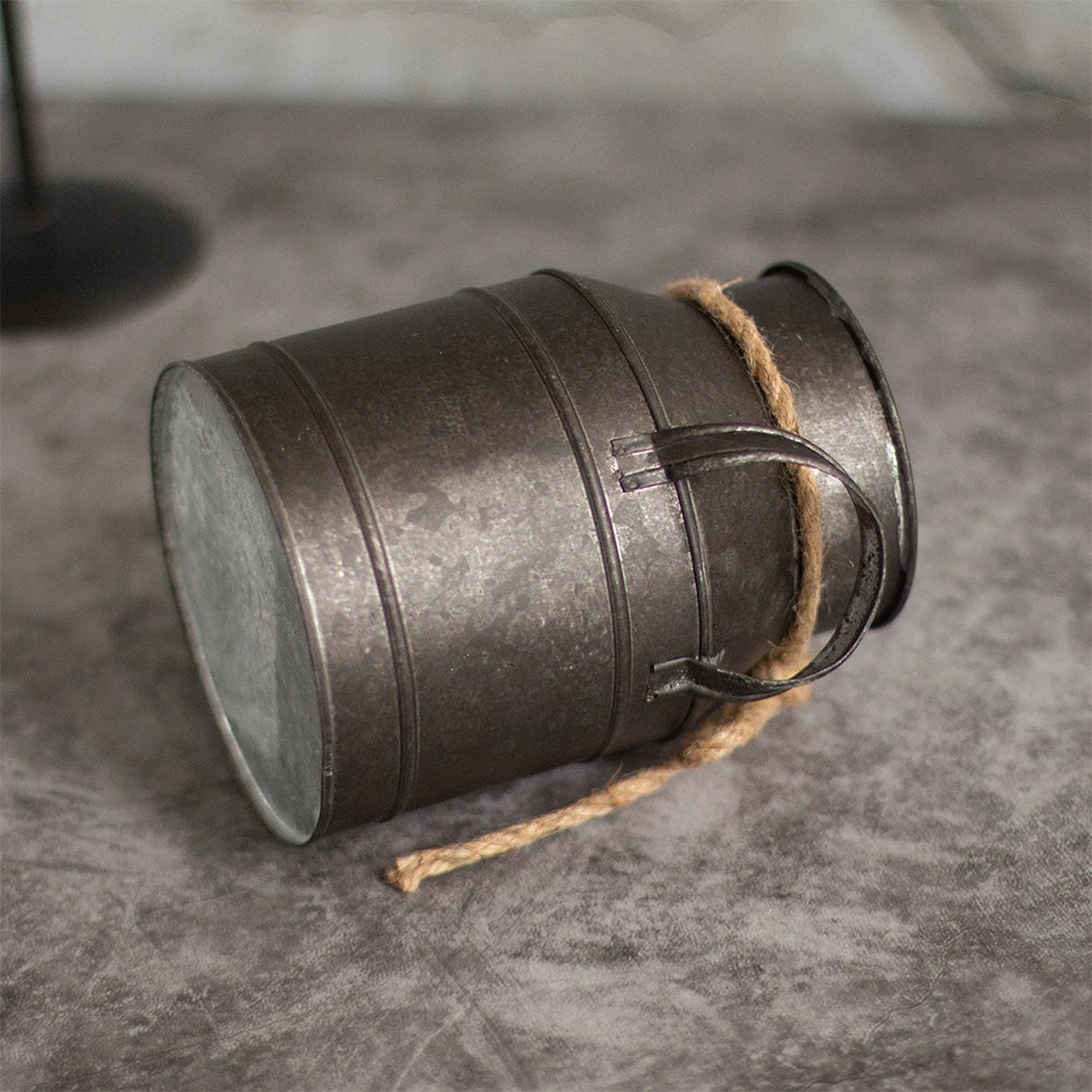 Rustic Iron Bucket Vase