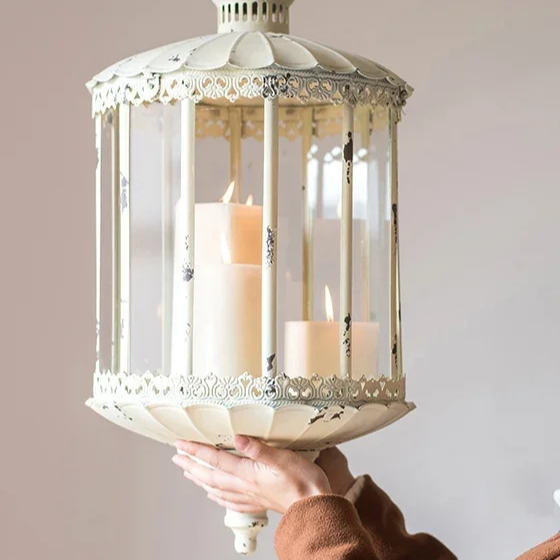 Shabby Chic Glass Lantern Chandelier 