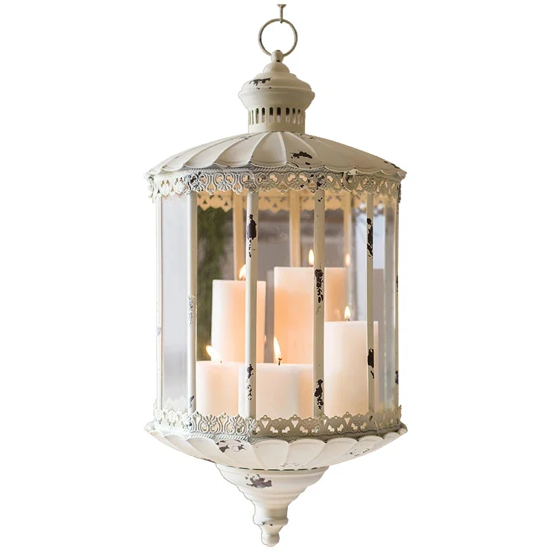 Shabby Chic Glass Lantern Chandelier 