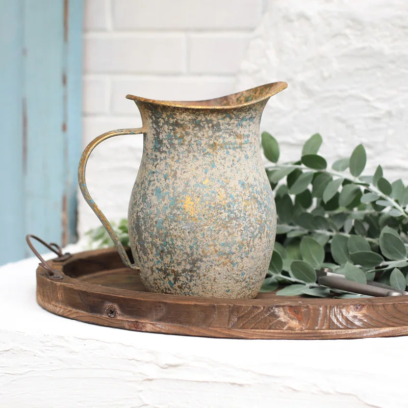 Rustic Shabby Chic Galvanized Metal Flower Vase 