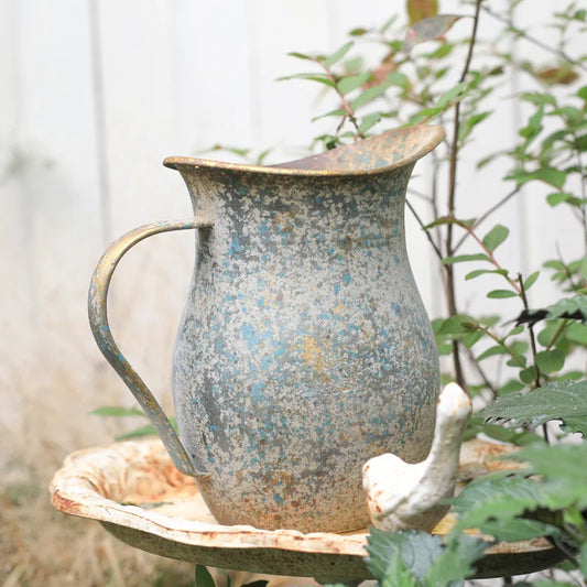 Rustic Shabby Chic Galvanized Metal Flower Vase 